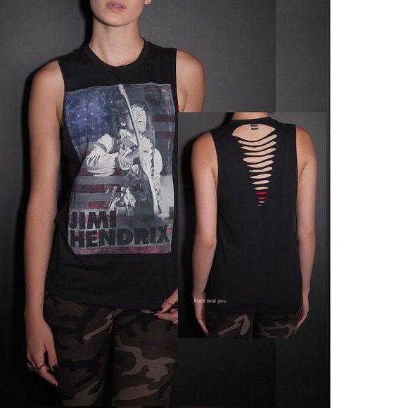 Jimi Hendrix Jamming blues rock Official Slash Muscle Top M NWT - Picture 1 of 4